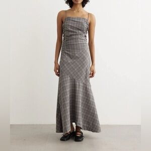 Ganni Prince of Wales Runched Jacquard Maxi Dress S Garmentory Lisa says Gah
